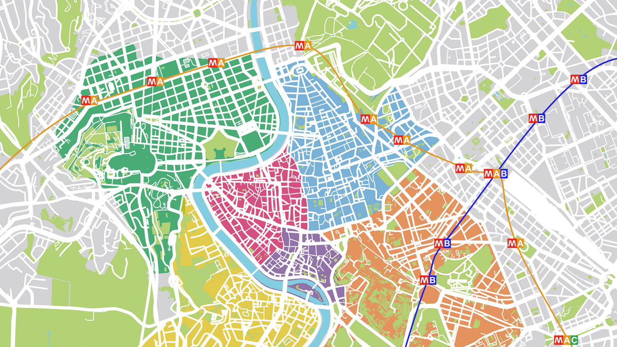 Rom, für die Limburger Wallfahrtsgruppe aufgeteilt in Zonen. Vorbereitete Programmbausteine